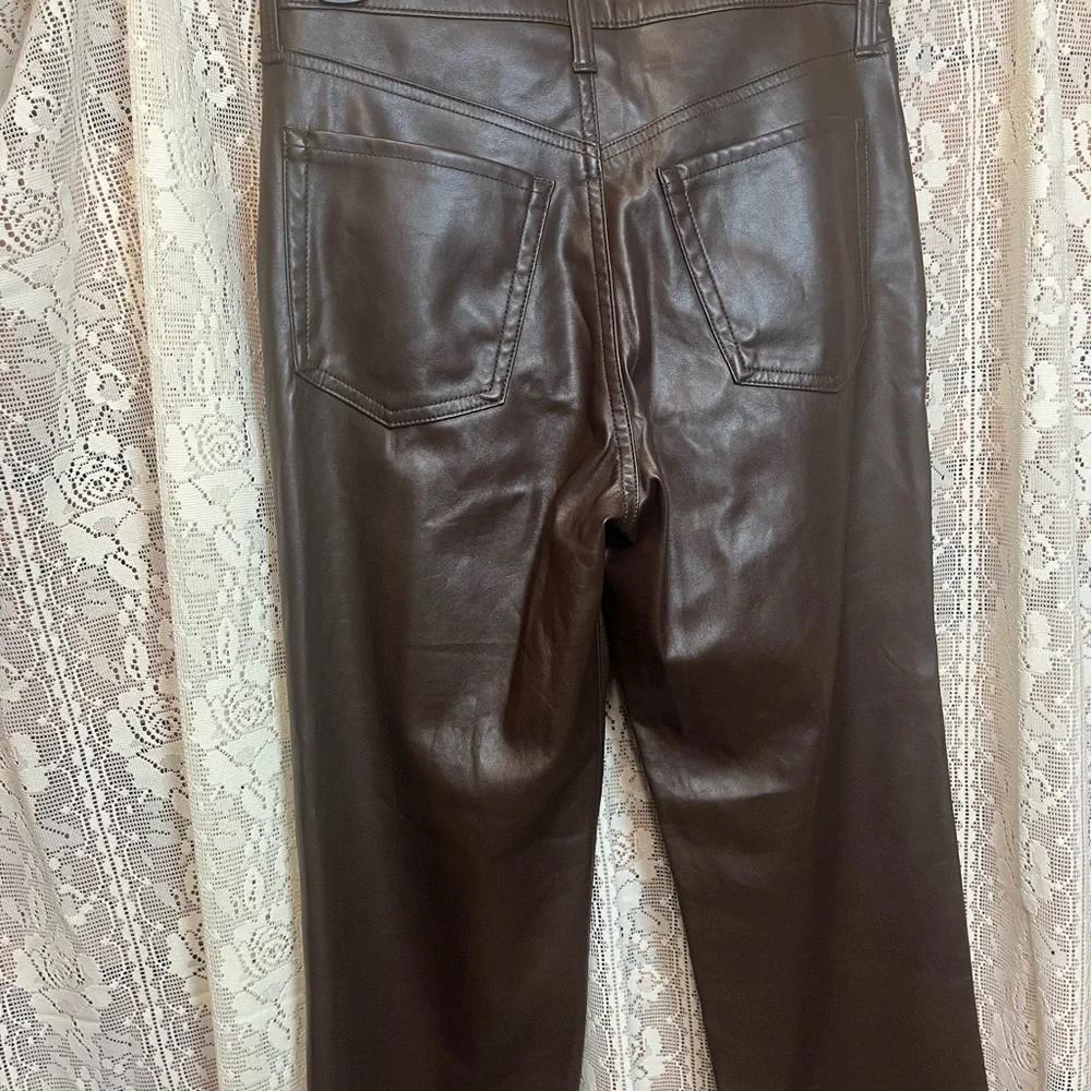 Old Navy Brown OG High Rise Vegan Leather Pants - Picture 6 of 10